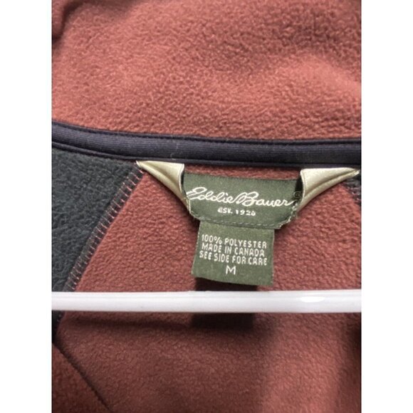 Eddie Bauer Mens Fleece Jumper Casual Burgundy Full Zip Pullover Sweatshirt M - Picture 2 of 7